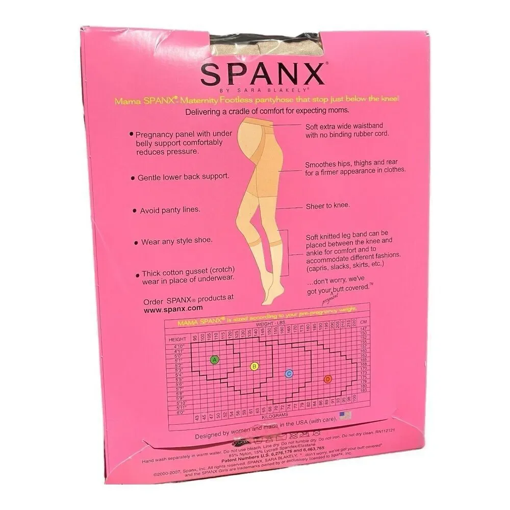 MAMA SPANX Women's Size B NUDE MATERNITY FOOTLESS PANTYHOSE‎